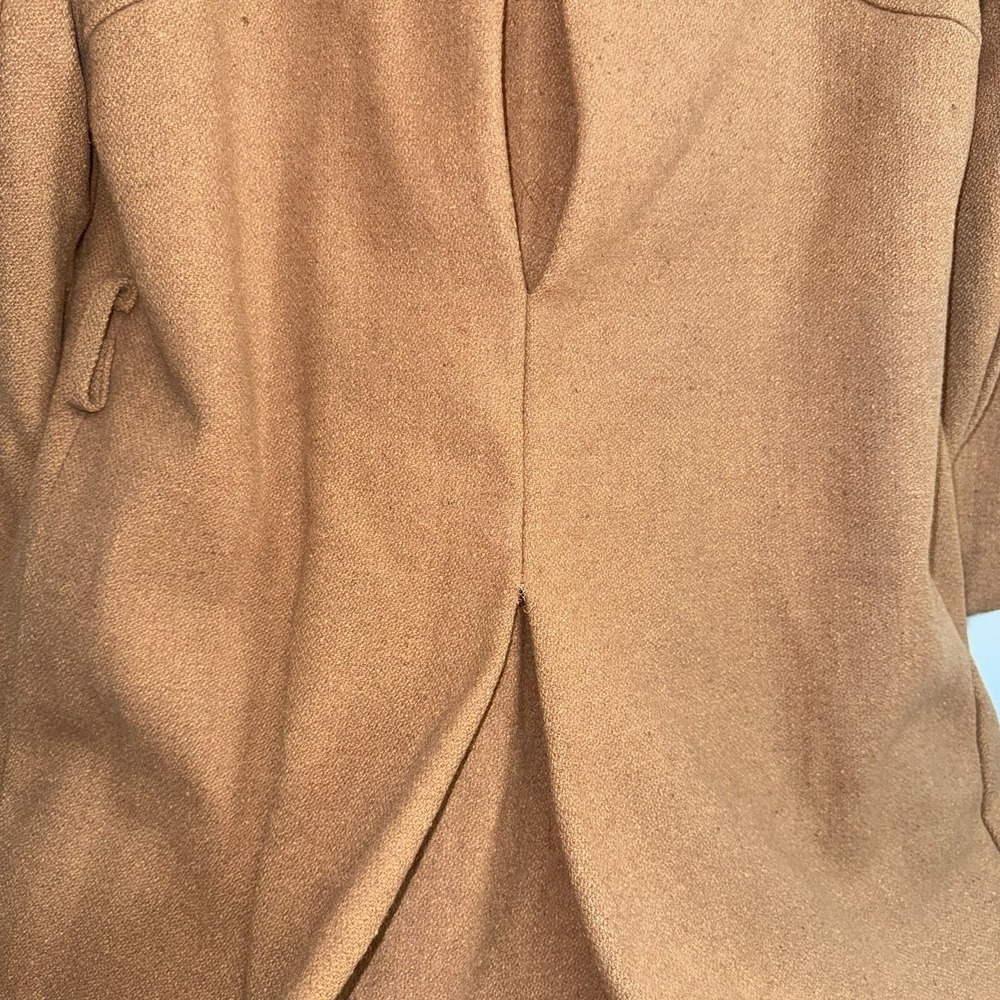 Vintage Hooded Wool Coat Camel Brown Long Lined Trench Women's Mid-Century PICS* - Picture 12 of 16